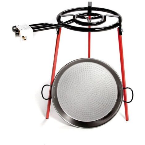 Vaello Poliertes Paella-Pfannen-Set ø46 cm mit Stativ und 400 mm Gasbrenner