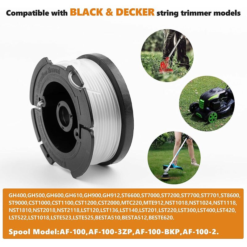 Trimmer Spool Line Af-100-3zp For Black & Decker Gh 400 500 600