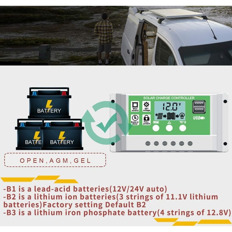 3A PWM Solar Laderegler 11.1V Für 12V Lithium Batterie