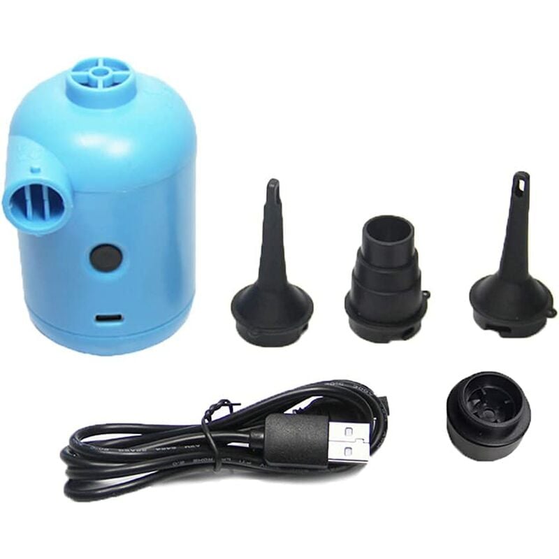 Elektrische Pumpe, 2-in-1, tragbar, kabellos, über USB wiederaufladbar,  Inflator und Deflator, Mini-Luftpumpe mit 5 Düsen für Matratze,  Campingkissen, Boot, Schwimmring