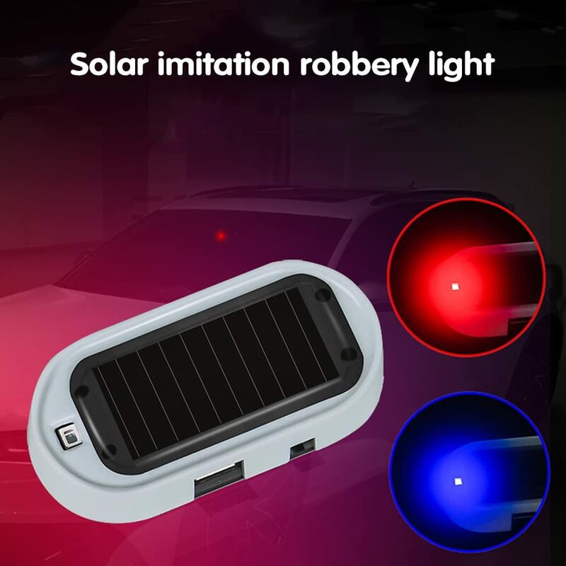 Auto Alarm LED-Licht, Solarauto-Warnlicht Solarbetriebene Dummy-Autoalarm- Einbruchwarn-Blitzlampe für Autos, Lastwagen, SUVs, Rot