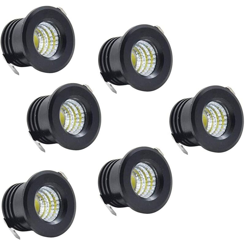 6er Pack Mini Schwarz LED Deckeneinbaustrahler Mini LED Strahler für  Schrank Deckenleuchte, 3W, Warmweiß