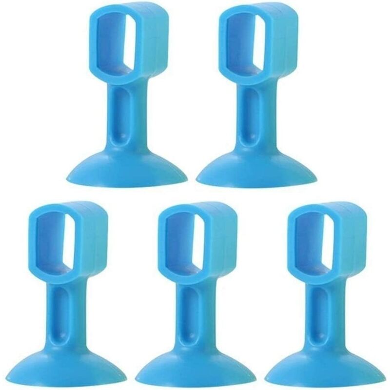 5 Stück Türstopper, schlagfester Silikonschutz, Saugnapf-Wandstopper  Badezimmer Boor Anti-Kollisions-Türabsaugung (Farbe: Blau)