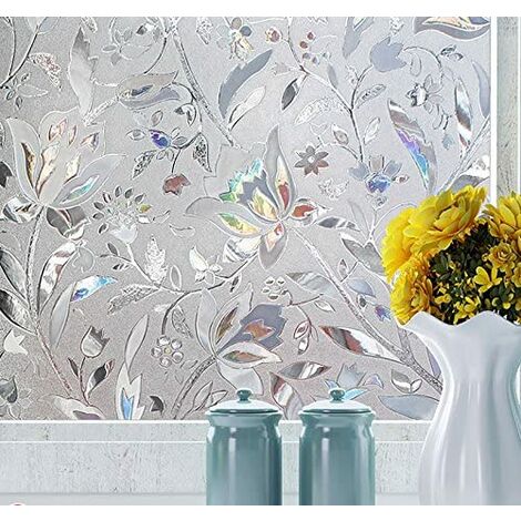 3D Fensterfolie Elektrostatische Folie Sichtschutz Anti-UV Dekorative  Fensterfolie Anti-Wachstum Blume Tulpen Muster 60×