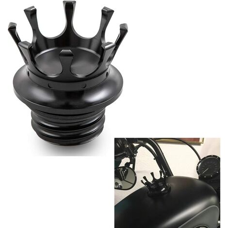Motorrad Tankdeckel, Crown Style Öleinfülldeckel für Moto XL 1200 883 48  Tankdeckel im Uhrzeigersinn (Schwarz)