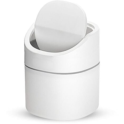 Mini-Desktop-Mülleimer, kleiner Tisch-Mülleimer mit Knopfdeckel