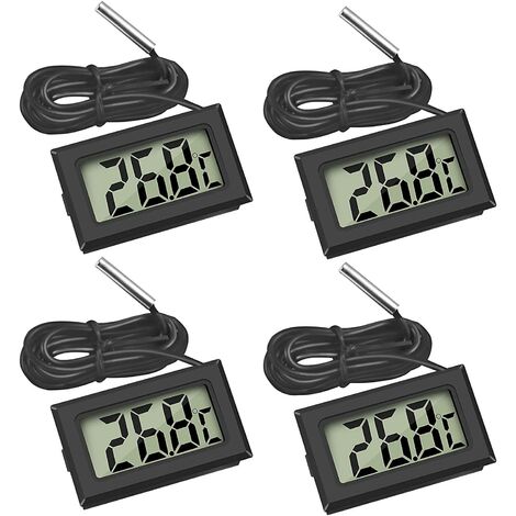 Mini LCD Digital Thermometer Temperatur mit Temperaturfühler Sensor Tester  für Aquarium Gefrierschrank Kühlschrank (4X Schwarz)