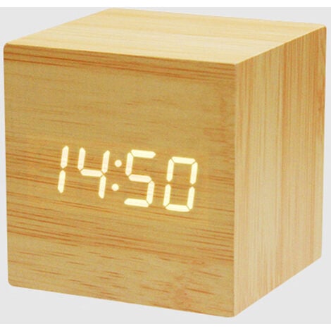 Holzwecker - Mini-Digitaluhr mit Temperatur-Zeitanzeige, 3