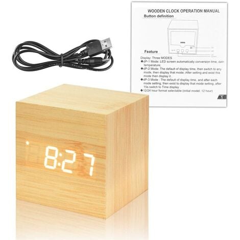 Led Wecker Holz Uhr Tisch Stimme Steuerung Digital Holz Despertador Usb/aaa  angetrieben elektronische Desktop-Uhren