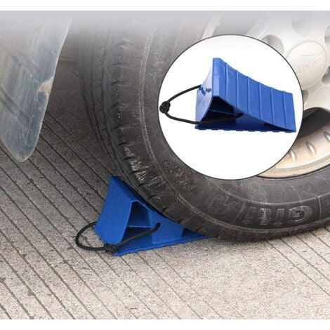 2 Stück Kunststoff-Unterlegkeil mit Griff, strapazierfähiger Reifenblock  für Wohnmobil, Anhänger, LKW, Autoteile, Zubehör (blau)