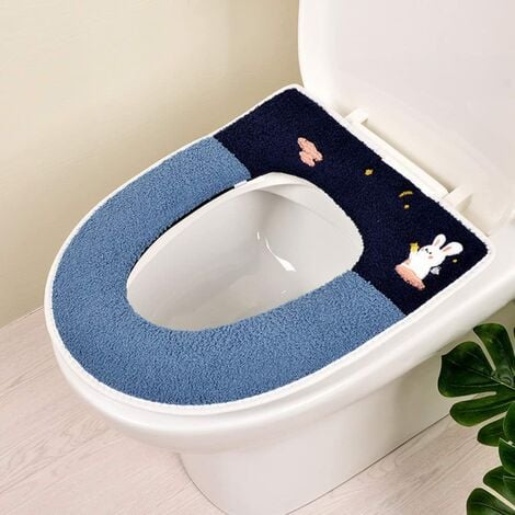 WC-Abdeckung, Cartoon-Muster, weich, atmungsaktiv, Toilettenmatte,  Toilettensitzkissen, Badezimmer-WC-Abdeckung, Zubehör, Blau, 38 x 43 cm