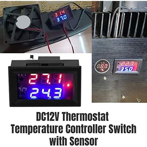 DC 12 V Digitaler Thermostat Allzweck-Digital-Temperaturregler mit Sensor,  Temperaturmessbereich: - 50℃ 110