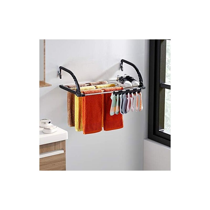 Stendibiancheria Retrattile Da Parete In Acciaio Inox - Estensibile Fino A 4,2 Metri, Portata 20kg - Per Balcone, Interno Ed Esterno - Bianco - 2