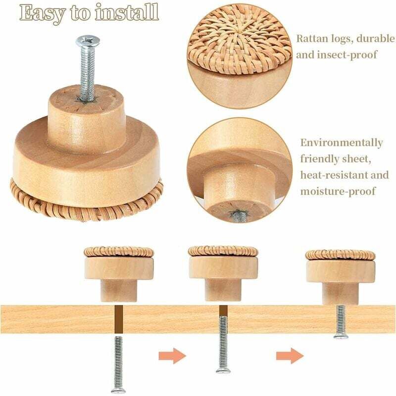 Pomelli Per Mobili In Rattan - 6 Pezzi Con Cacciavite, Per Cassetti E Armadi