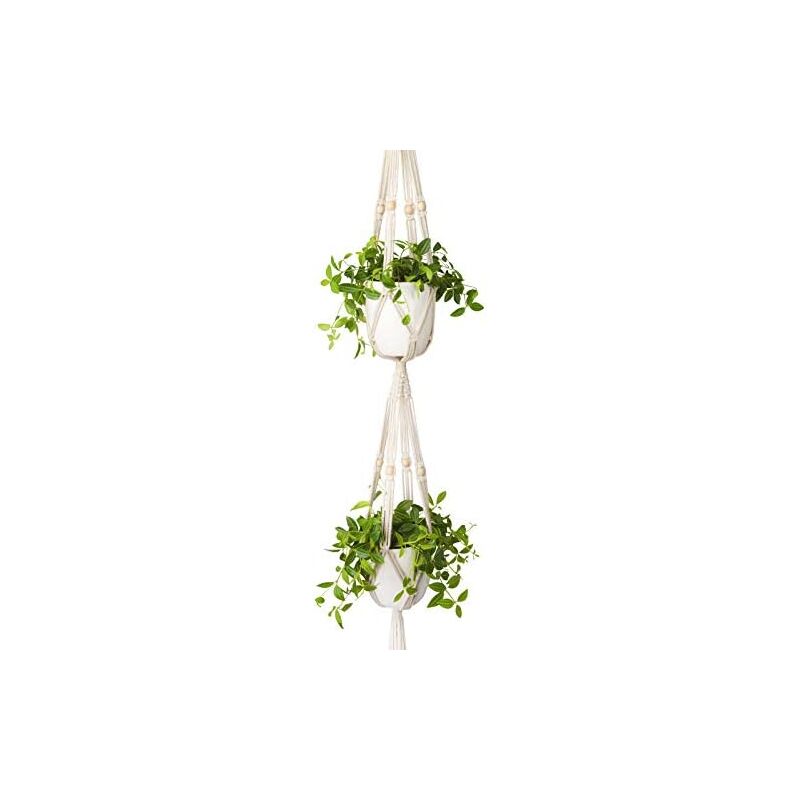 Bkrdty Appendini per Piante in Macramè 2 pezzi Fioriera da Appendere per Piante da Interno Portavaso Pensile per Interni Esterni Giardino, Balcone patio Finestra