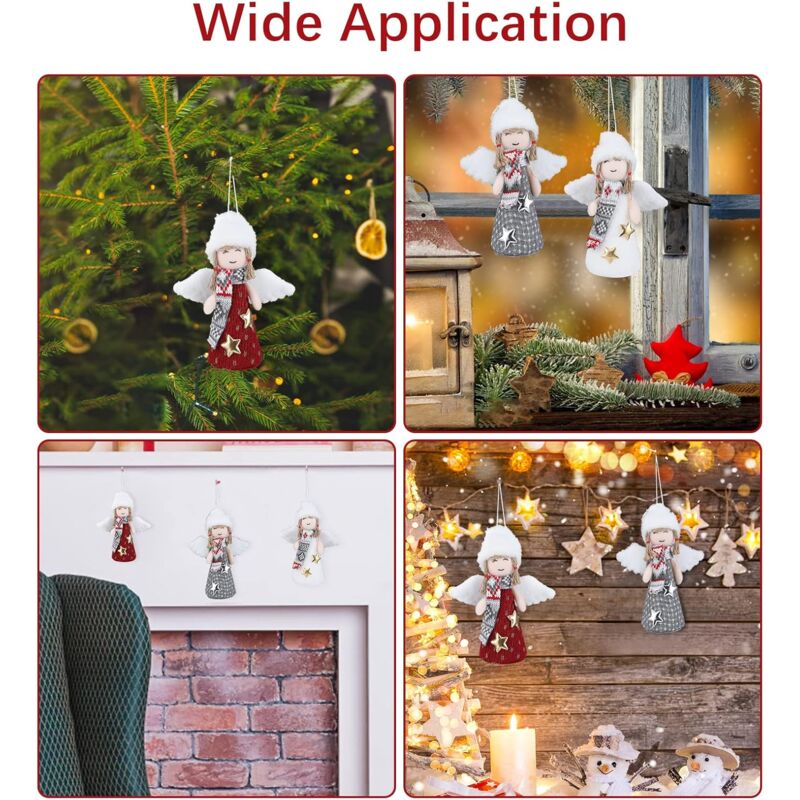 GRIRIW Bambola da Appendere Angelo di Peluche Mini, Ciondolo Decorativo per Festività Invernali, Ornamento Natalizio Appeso per Festa e Addobbi