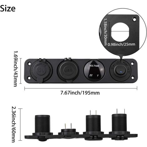 Accendisigari Usb Auto Pannello Con Interruttore, Voltmetro, Presa - Foto 5