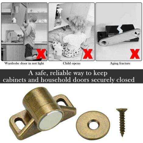 4 Chiusure Magnetiche Per Ante In Acciaio Inox | Forti Magneti Per Mobili E Cassetti | Montaggio Adesivo Senza Fori