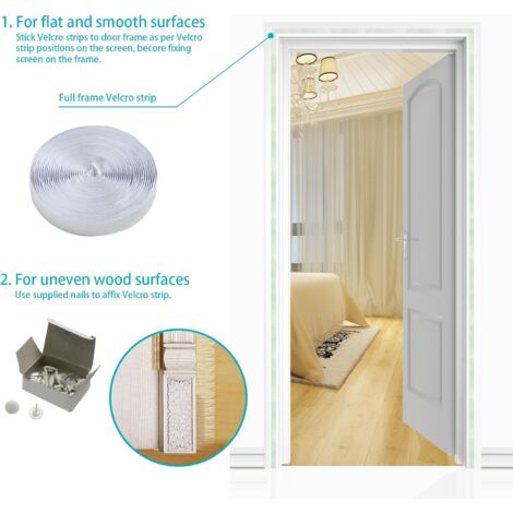 Zanzariera Magnetica per Porta, Maglia Ultra Fine, Magneti Potenti, Kit di Installazione Completo, Adesivo e Striscia a Strappo Inclusi - 80x210cm, Bianco -RAPANDA