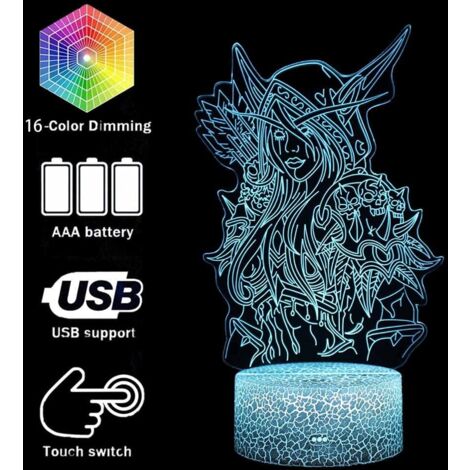 Lampada 3D Fluorescente Illusione Ottica, Luce Notturna, 7 Colori