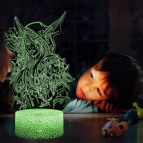 Lampada 3D Fluorescente Illusione Ottica, Luce Notturna, 7 Colori