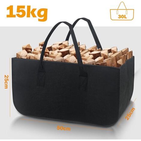 Cestino Cesto in Feltro XL Borsa in Feltro per Legna da Ardere, Cesta Pieghevole in Legno Camino con Manici Rinforzati, Può Contenere Giornali Vestiti Legna Giocattoli Accessori Camino