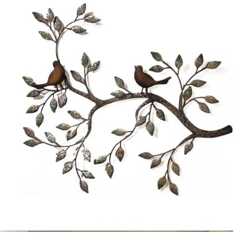 Decorazione Parete Uccelli In Metallro - Arte Murale Per Interni Ed Esterni, Design Vintage