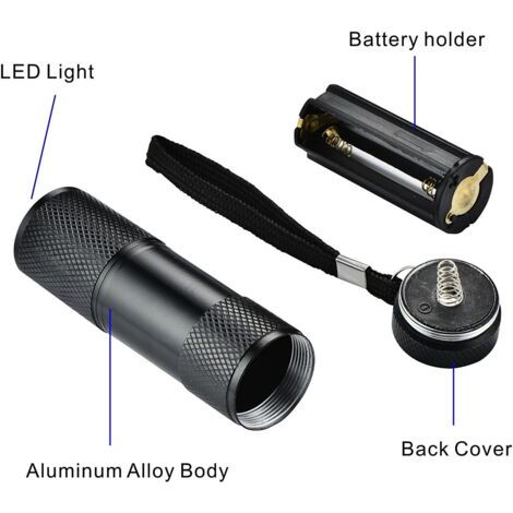Set di 6 torce UV Ultra Violet Blacklight 9 LED Torcia Lampada da esterno ecc.-RAPANDA