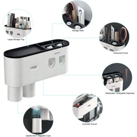 BAZEITFLOW 1set Portaspazzolini Da Bagno Multifunzionale Con Dispenser