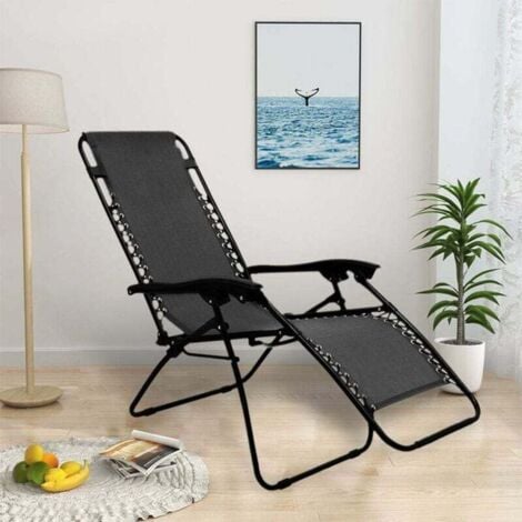 Set 2 Sdraio Pieghevoli 190 Cm Con Tetto Parasole Relax In Acciaio Nero