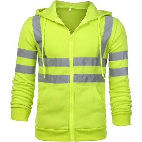 Felpa di sicurezza con cerniera e cappuccio, giacca da lavoro riflettente, giacca termica in pile caldo - verde - XL - RAPANDA