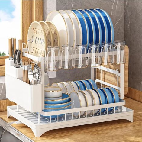 Scolapiatti Da Lavello In Acciaio Inox Espandibile - Salvaspazio Con Portabicchieri E Accessori - Foto 5