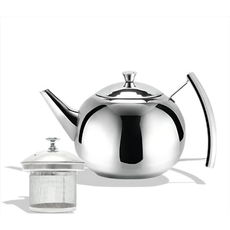 Teiera in Acciaio Inossidabile con Colino, Caffettiera Bollitore con Coperchio e Manico, Tè Biologico sfuso Ideale di Tutti i Frutti, Erbe e Infusi Colino per Teiera 2L Argento-RAPANDA