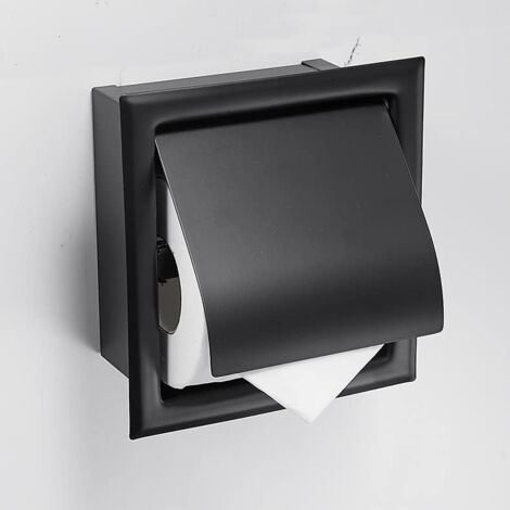 Portarotolo in acciaio inox con supporto per carta igienica, porta carta igienica, porta carta igienica con fondo pesante per il bagno (cestino di carta nera