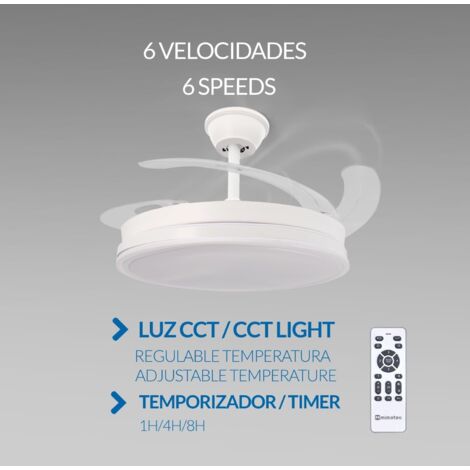 Ventilatore da Soffitto con Luce e Telecomando 48 cm, Lampada Ventilatore da Soffitto, 6