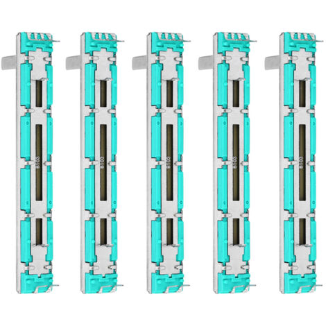 Potenziometro a slitta da 5 pezzi, doppio potenziometro lineare a slitta, potenziometro a slitta B10K, mixer a slitta dritto a doppio canale, fader multiuso per la regolazione del volume (1/5)