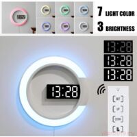Orologio Da Parete Digitale LED 12 Pollici: Luce Notturna, Telecomando, Allarme E Temperatura