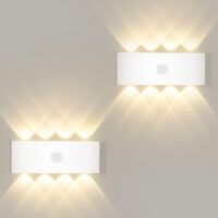LangRay Lampada da parete 8W con sensore di movimento, Lampada da parete con accensione e spegnimento automatico Bianco caldo 3000K, Lampada da parete con sensore di illuminazione per esterni/interni