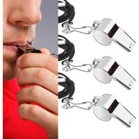 Set Di 5 Fischietti In Acciaio Inox 120 DB – Fischietto Di Emergenza Con Cordino, Per Arbitri, Insegnanti, Campeggio E Sopravvivenza