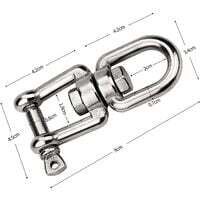Ganci Girevoli A Doppia Estremit&agrave; M8 - 2 Pezzi, Acciaio Inox, Portata 2100kg, Per Outdoor