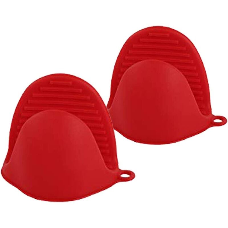 Short Oven Mitts Heat Resistant Silicone Kitchen Mini Oven Mitts Non-Slip  Microwave Machine Washable Red - Red