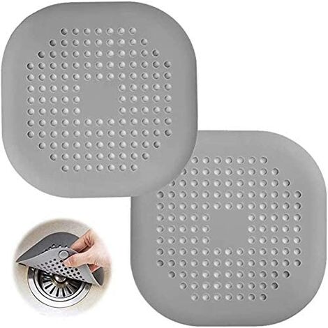 2pcs Drain Hair Catcher Square Silicone Trap Shower Drain Cover