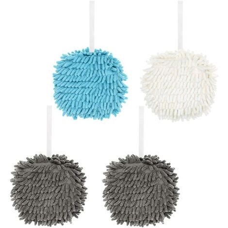 6pcs Chenille Hand Towels Soft Absorbent Microfiber Hand Drying Towels Ball  Hanging Cleaning Towels Fast Drying Cloths for Kitchen Bathroom