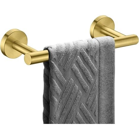 Co-t Gold Towel Bar - Self Adhesive Towel Holder + 2 Packs Towel Hooks Bathroom  Accessories, 16-Inch Towel Rack For Bathroom Stainless Steel Brushed Brass