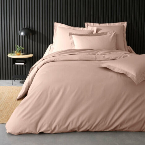 Housse de couette Percale Unie – Parure de Lit Luxe et Confort - 240x220cm - Nude / Rose (1/5)