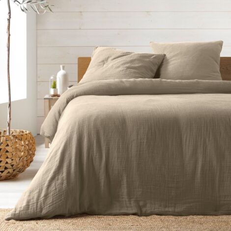 Douceur D'Intérieur – Housse de couette double gaze de coton 240x260 cm – Toucher ultra-doux – Fermeture boutons-pression – Certification Oeko-Tex®