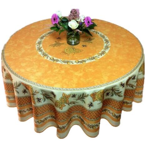 Nappe Provençale Ronde Anti-tâche Tournesol Abeille. (1/5)