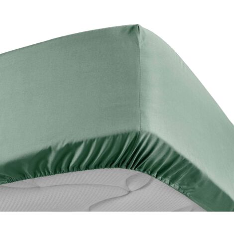 Drap Housse Percale - Bonnet 30 Cm - 200x160cm - Sauge
