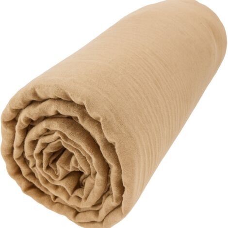 Drap Housse Gaze de coton - Bonnet 30 Cm - Plusieurs Tailles - Plusieurs Coloris - 200x180cm - beige