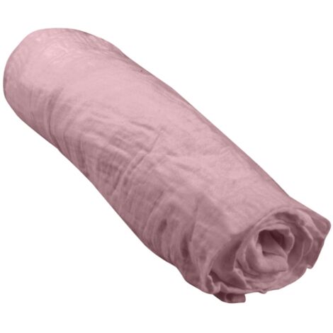 Drap-Housse Bébé 100% Gaze de Coton – Doux, Respirant et Facile à Entretenir - 120x60cm - Rose (1/4)